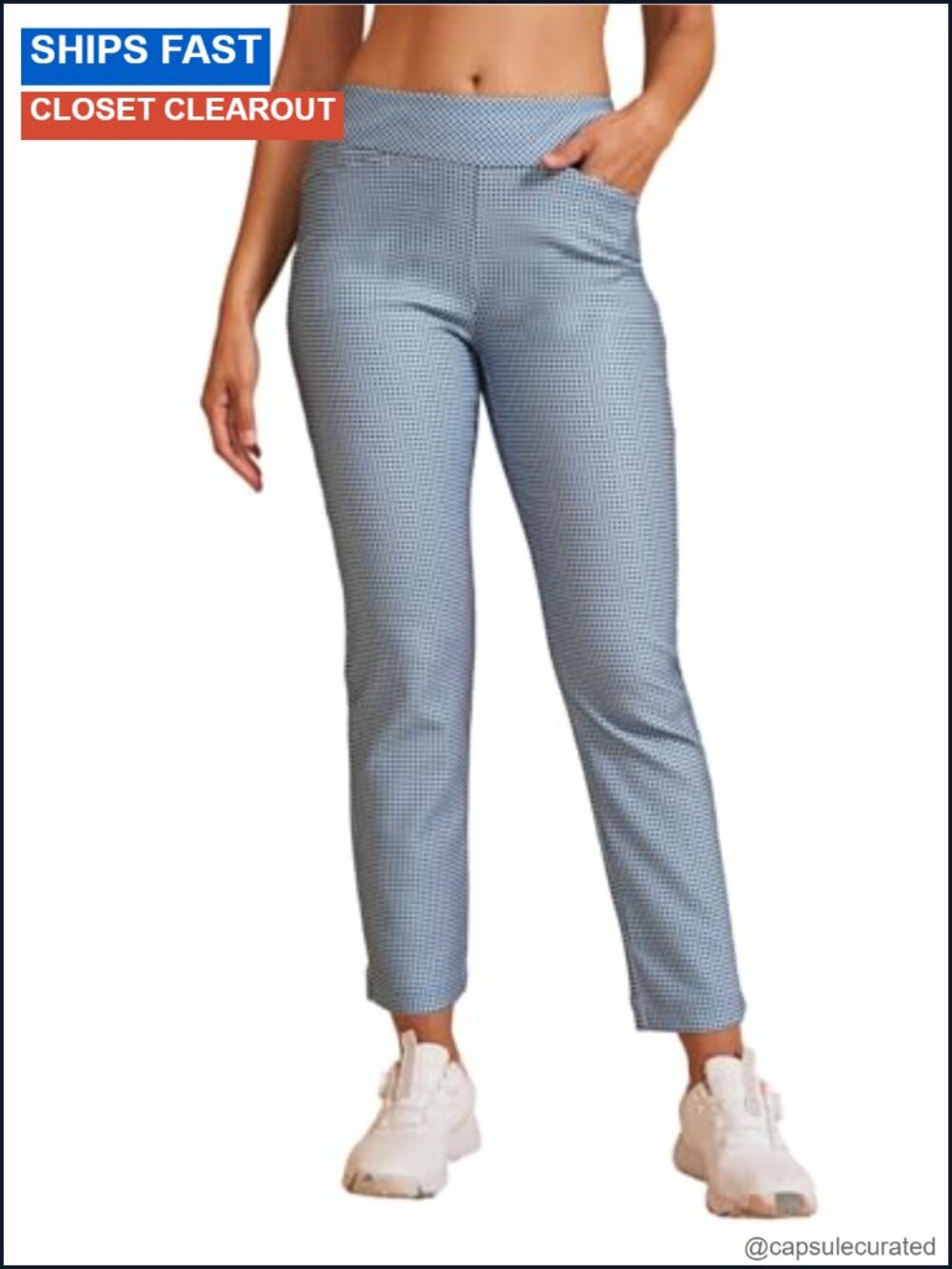 High Stretch Knit Pull-On Straight Leg Ankle Pants UPF 50+